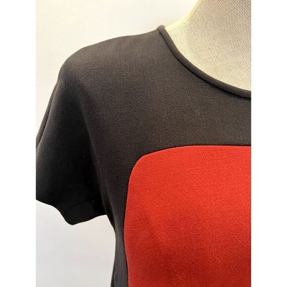 Kate Spade Short Sleeve Color Block Shift Dress in Red/Black Size 0 - Picture 2 of 6